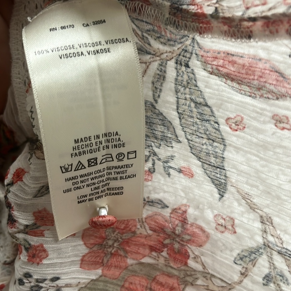 Anthropologie Feather Bone Elena Top Floral Printed Lace Sheer Blouse Button 4US - Picture 4 of 11